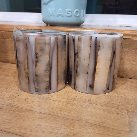 Scott Living (set of 2) 4" Birch Wax Flameless Pillar Candles 🕯 - Picture 2 of 5